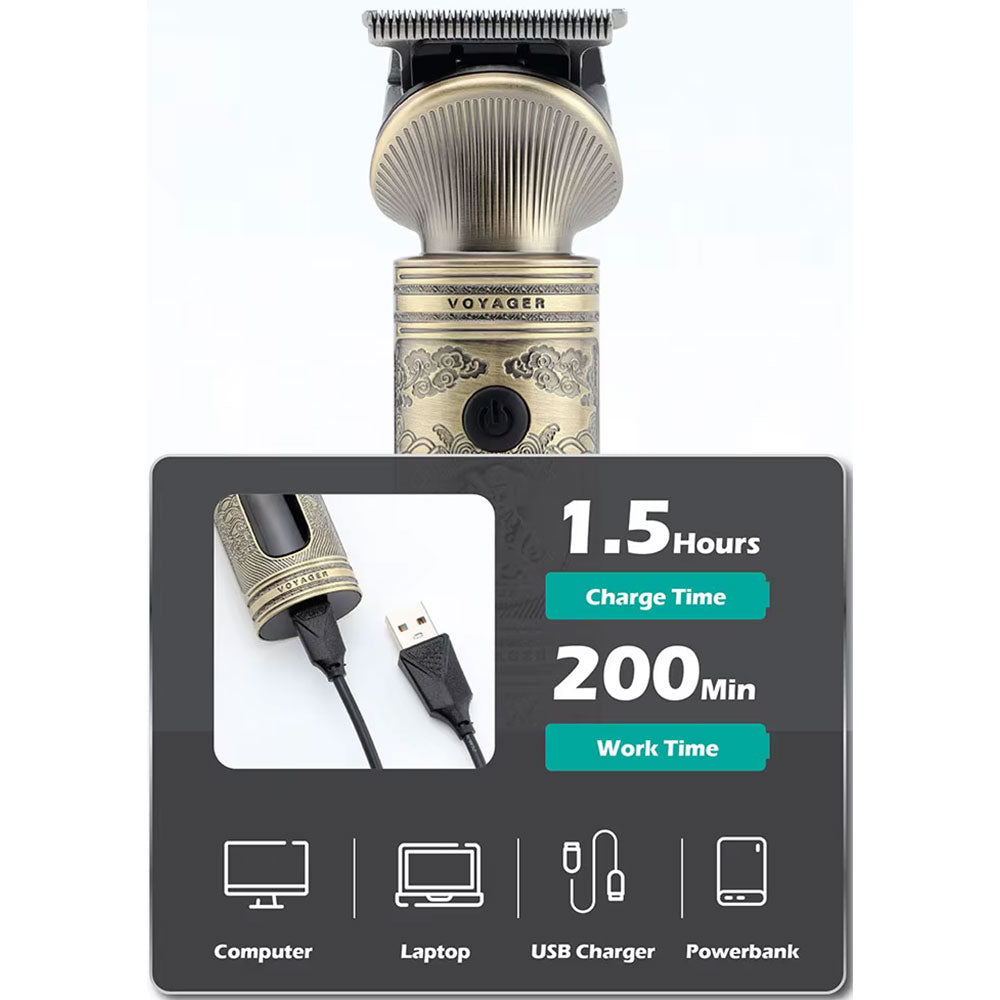 Rasoio VGR HAIR TRIMMER ricaricabile con 4 testine taglia capelli barba con display stile retro 962