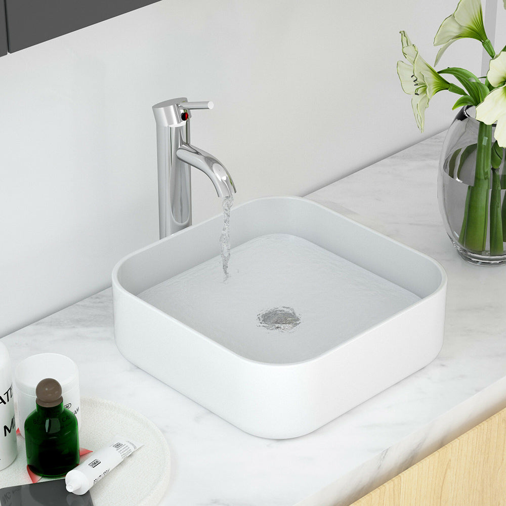 Rubinetto miscelatore per lavabo da bagno a canna alta moderno per lavandino modello Pisa
