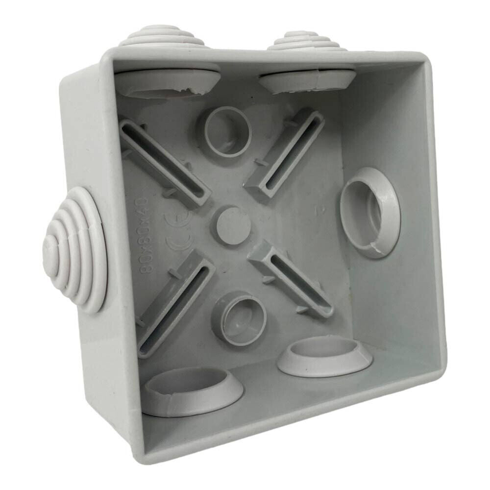 Scatola di derivazione quadrata box con coperchio a pressione 6 passacavi tenuta stagna IP44 80xx80x40 mm