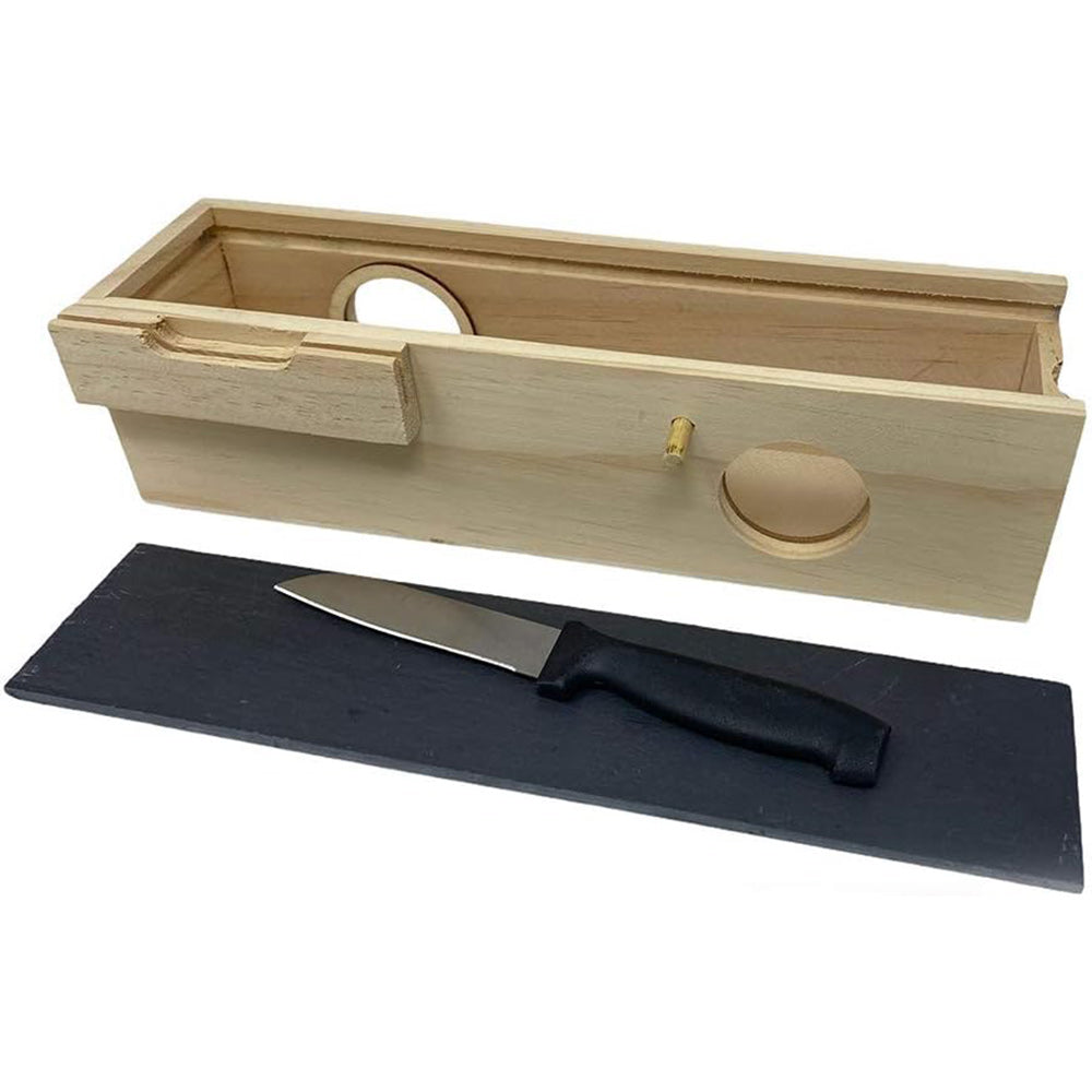 Scatola in legno per salame con tagliere in ardesia e coltello box con coperchio per alimenti
