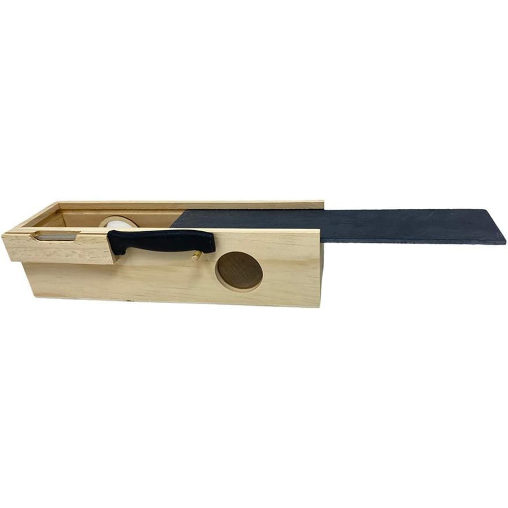 Scatola in legno per salame con tagliere in ardesia e coltello box con coperchio per alimenti