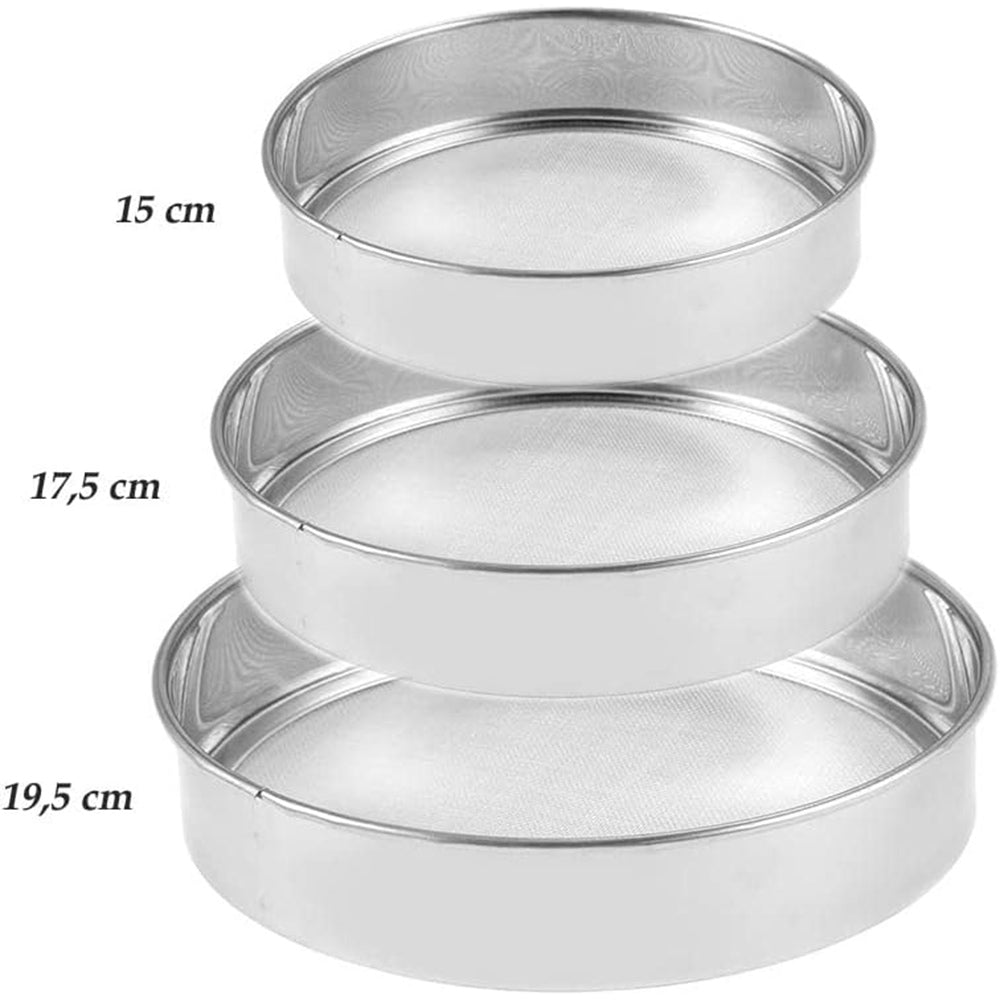 Set 3 setacci rotondi da cucina per farina zucchero cacao setaccio per pasticciere