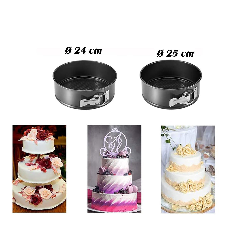 Set 2 teglie rotondo con cerniera apribile antiaderente da forno e frigo diverse dimensioni 24 25cm ruoto tortiera per cheescake