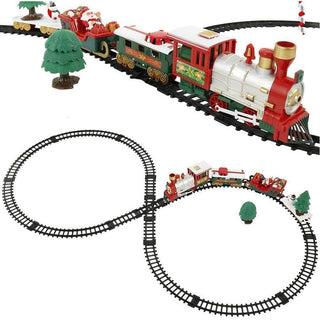 Trenino di natale su binario 22PZ luci suoni pista natalizia x albero