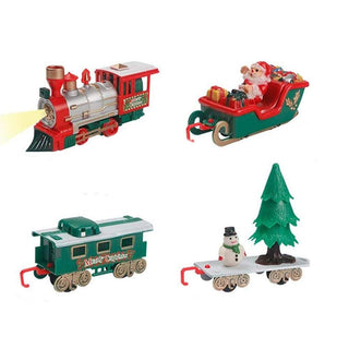 Trenino di natale su binario 22PZ luci suoni pista natalizia x albero