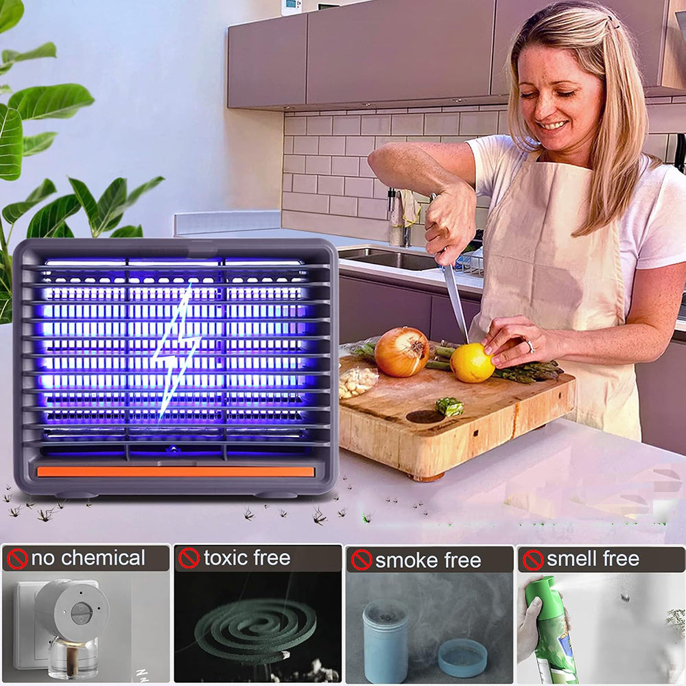Zanzariera elettrica con neon a led uv 2x5 watt anti zanzara 10 watt con catenella per appendere vaschetta raccogli zanzare