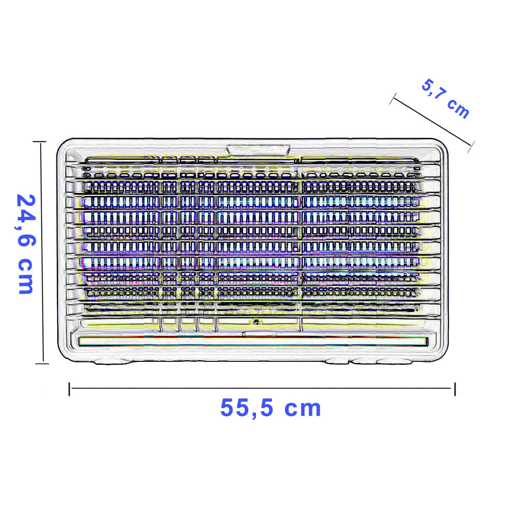 Zanzariera elettrica con neon a led uv 2x6 watt anti zanzara 12 watt con catenella per appendere vaschetta raccogli zanzare