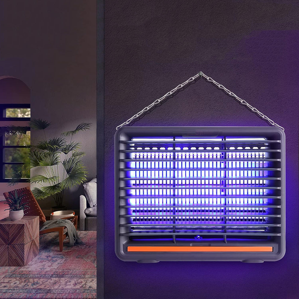 Zanzariera elettrica con neon a led uv 2x5 watt anti zanzara 10 watt con catenella per appendere vaschetta raccogli zanzare