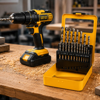 Set 25 punte trapano HSS titanio 1 a 13 mm per metallo legno plastica