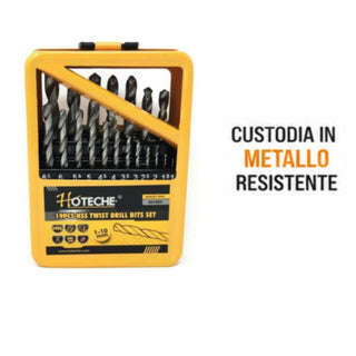 Set 19 punte trapano HSS titanio 1 a 10 mm per metallo legno plastica