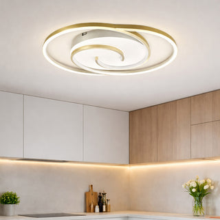 Plafoniera led 48 watt tonda spirale bianca e oro luce fredda 6500k