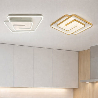 Plafoniera led 48 watt quadrata spirale bianca e oro luce fredda 6500k
