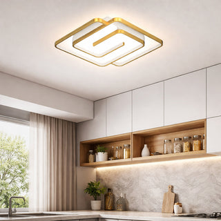 Plafoniera led 48 watt quadrata spirale bianca e oro luce fredda 6500k