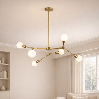 Lampadario sospensione in bronzo geometrico 6 bracci attacco E27