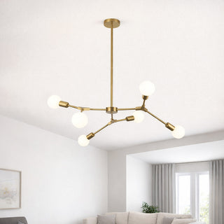 Lampadario sospensione in bronzo geometrico 6 bracci attacco E27