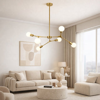 Lampadario sospensione in bronzo geometrico 6 bracci attacco E27