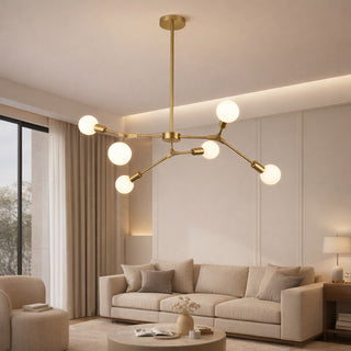 Lampadario sospensione in bronzo geometrico 6 bracci attacco E27