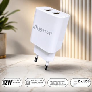 Alimentatore caricatore universale 12W per smartphone tablet 2 USB