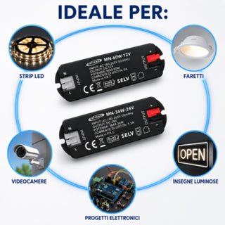 Alimentatore Switching 24V DC per scatola 503 36 W 60 W per led