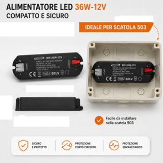 Alimentatore Switching 12V DC per scatola 503 36 W 60 W per led