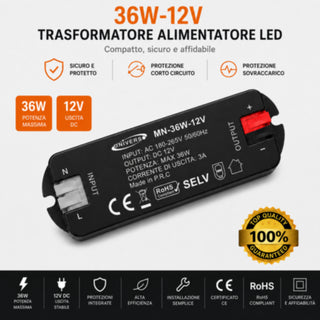Alimentatore Switching 12V DC per scatola 503 36 W 60 W per led