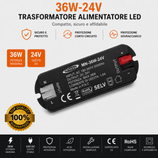 Alimentatore Switching 24V DC per scatola 503 36 W 60 W per led