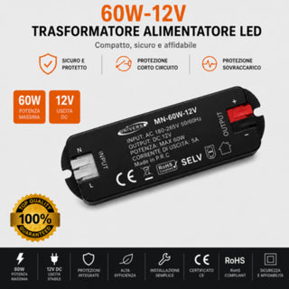 Alimentatore Switching 12V DC per scatola 503 36 W 60 W per led