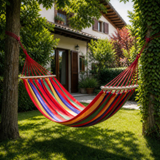 Amaca in cotone colorata per giardino e campeggio con sacca  200x80 cm