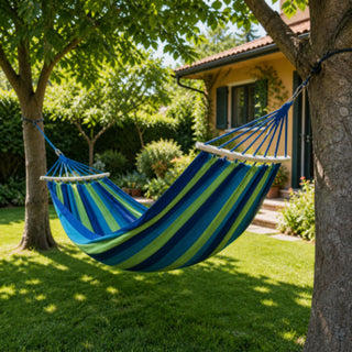 Amaca in cotone colorata per giardino e campeggio con sacca  200x80 cm