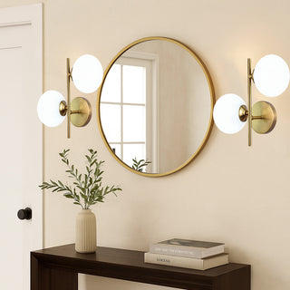 Applique da parete in metallo bronzo con due sfere opache e attacco G9