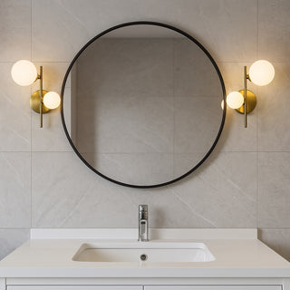 Applique da parete in metallo bronzo con due sfere opache e attacco G9