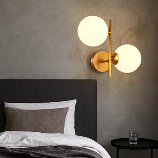 Applique da parete in metallo bronzo con due sfere opache e attacco G9