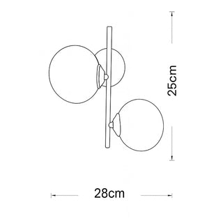 Applique da parete in metallo bronzo con due sfere opache e attacco G9