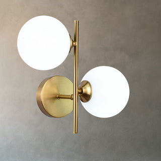 Applique da parete in metallo bronzo con due sfere opache e attacco G9