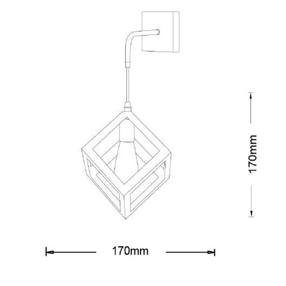 Applique da parete pendente a forma di cubo 3D stile minimal con portalampada E27