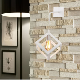 Applique da parete pendente a forma di cubo 3D stile minimal E27