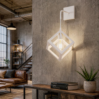 Applique da parete pendente a forma di cubo 3D stile minimal E27