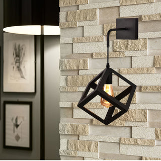Applique da parete pendente a forma di cubo 3D stile minimal E27