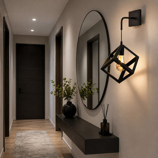 Applique da parete pendente a forma di cubo 3D stile minimal E27