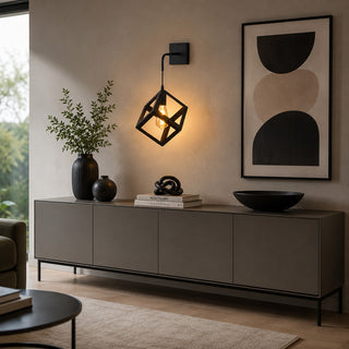 Applique da parete pendente a forma di cubo 3D stile minimal E27