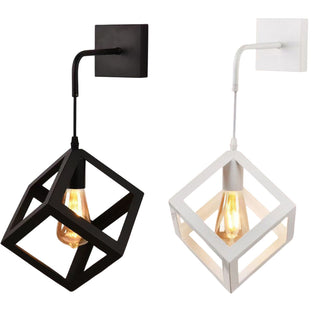 Applique da parete pendente a forma di cubo 3D stile minimal E27