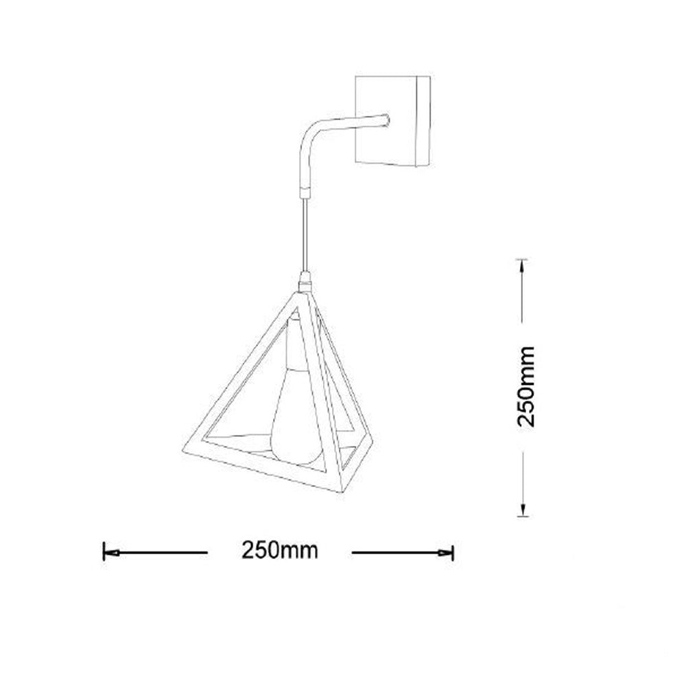 Applique da parete pendente a forma di triangolo 3D stile minimal con portalampada E27