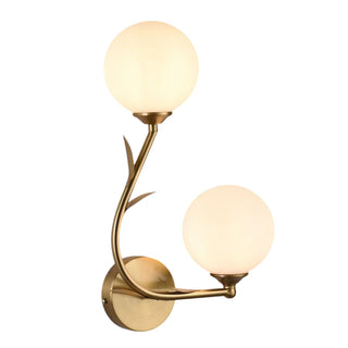 Applique da parete bronzo due sfere opache e dettaglio foglia 2XG9