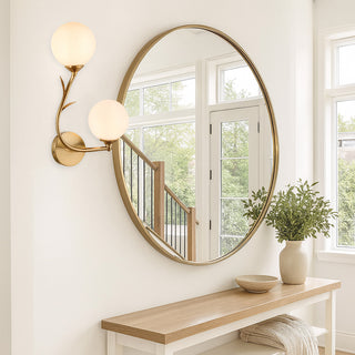 Applique da parete bronzo due sfere opache e dettaglio foglia 2XG9