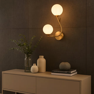 Applique da parete bronzo due sfere opache e dettaglio foglia 2XG9