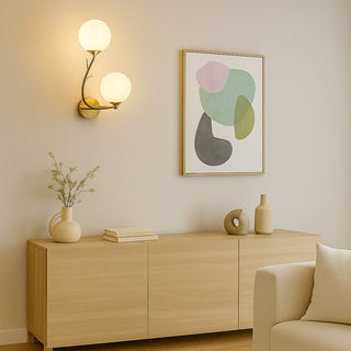 Applique da parete bronzo due sfere opache e dettaglio foglia 2XG9