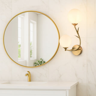 Applique da parete bronzo due sfere opache e dettaglio foglia 2XG9