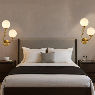 Applique da parete bronzo due sfere opache e dettaglio foglia 2XG9