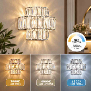 Applique LED 16W metallo e acrilici  tre livelli tecnologia CCT Switch