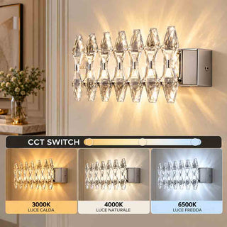 Applique LED 12W metallo e acrilici rettangolare tecnologia CCT Switch